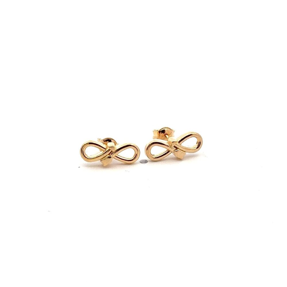 18K Gold Earrings Studs Infinity Arrow 1.42 grams